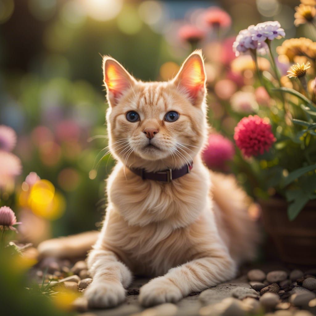 Cats and Dogs in a Flower Garden