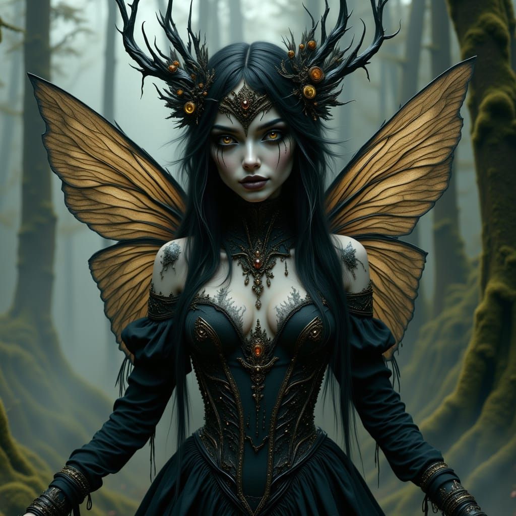 Gothic Fairy in Mystical Mist