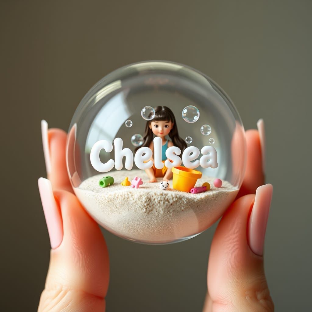 Glass Gashapon Capsule with Miniature Beach Diorama