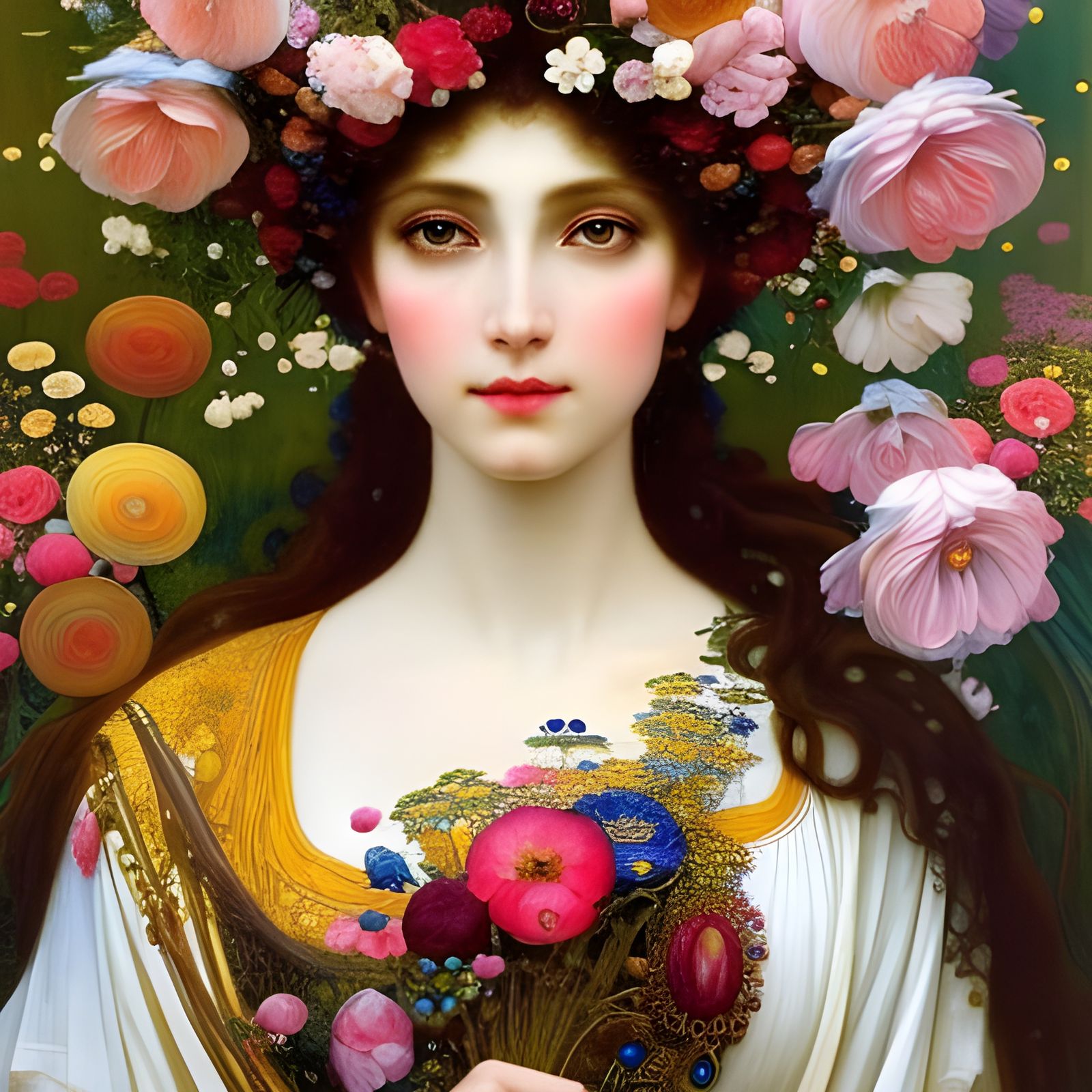Spring Goddess Portrait in Neoclassical Style