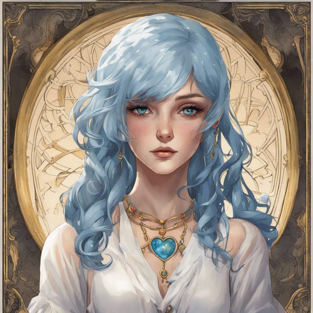 Anime Saintess with Hourglass and Heart Eyes