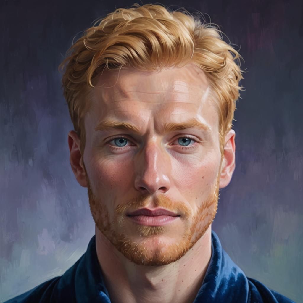 Nordic Man Portrait in Neo-Impressionist Oil Painting Style