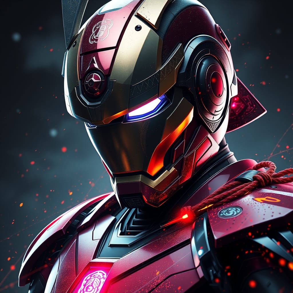 Iron Man Samurai Warrior in Triadic Colors