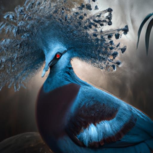 Majestic Victoria Crowned Pigeon Digital Painting