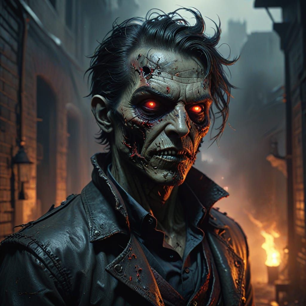 Sinister Zombie Portrait in Dark Fantasy Style
