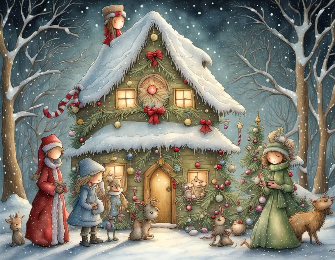 Detailed Christmas Scene in Storybook Style