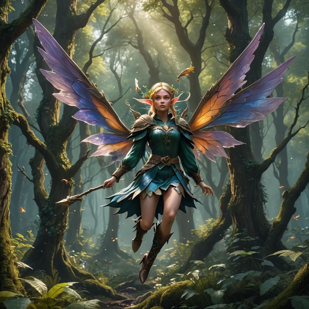 Fairy Elf in Flight: Fantasy Concept Art