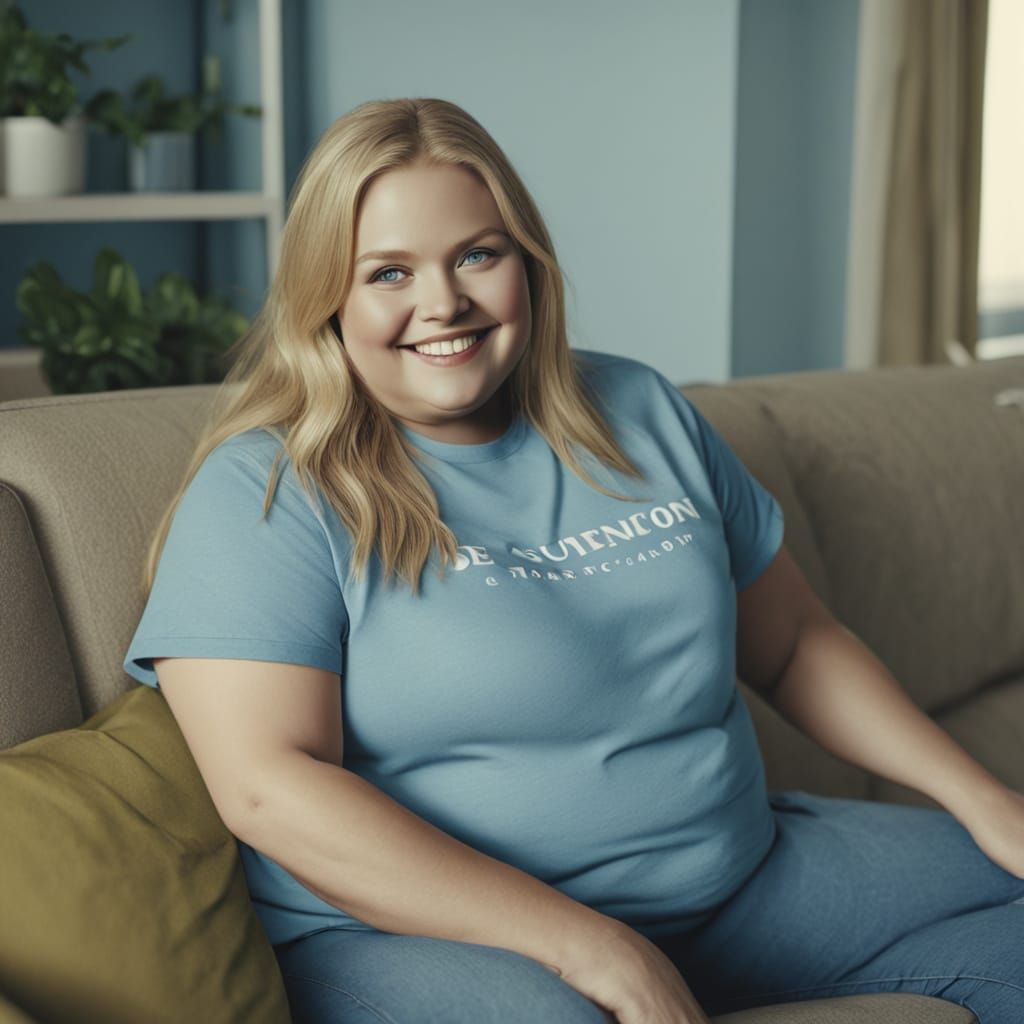 Charming Female Figure in Cozy Living Room