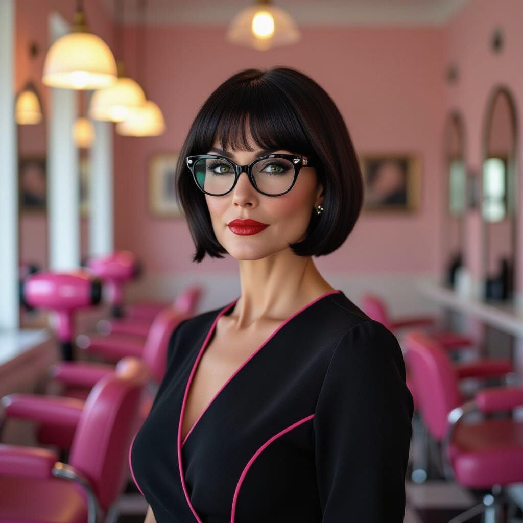 Vintage Salon Owner Portrait in Newton Style