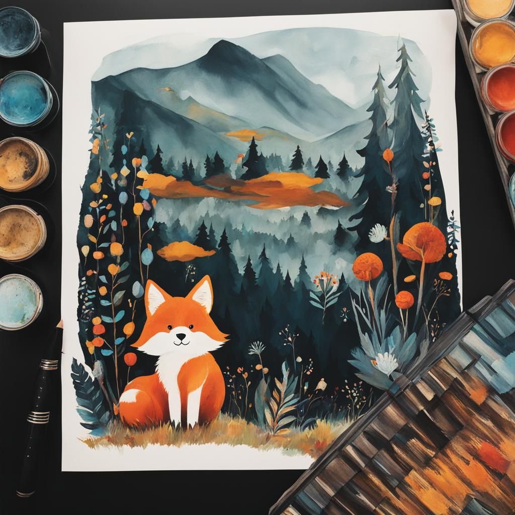 Fox Painting: Colorful Artistic Rendering
