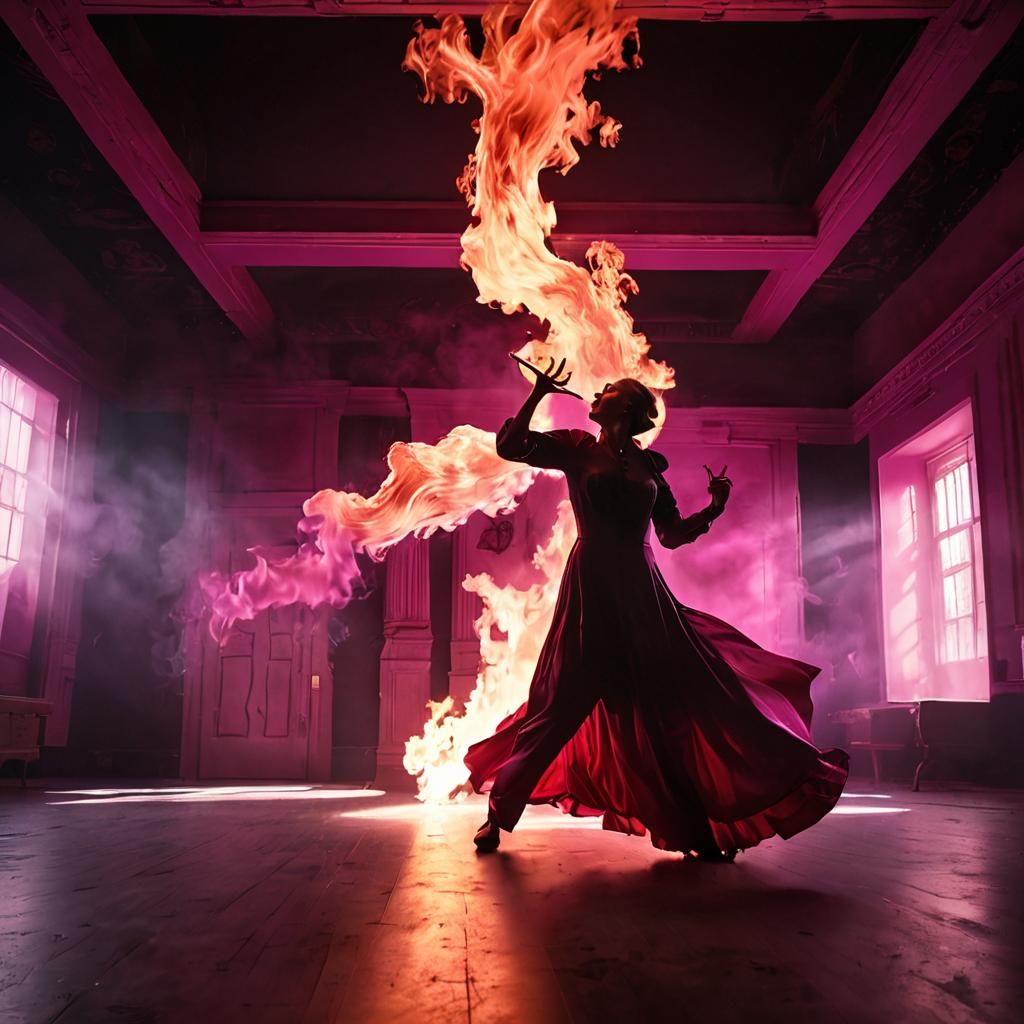 Fire Breather's Surreal Shadow Dance on Stage