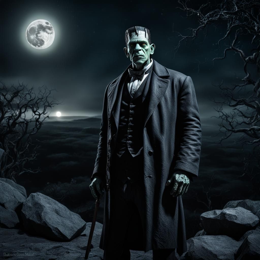 Hyperrealistic Frankenstein in High Contrast