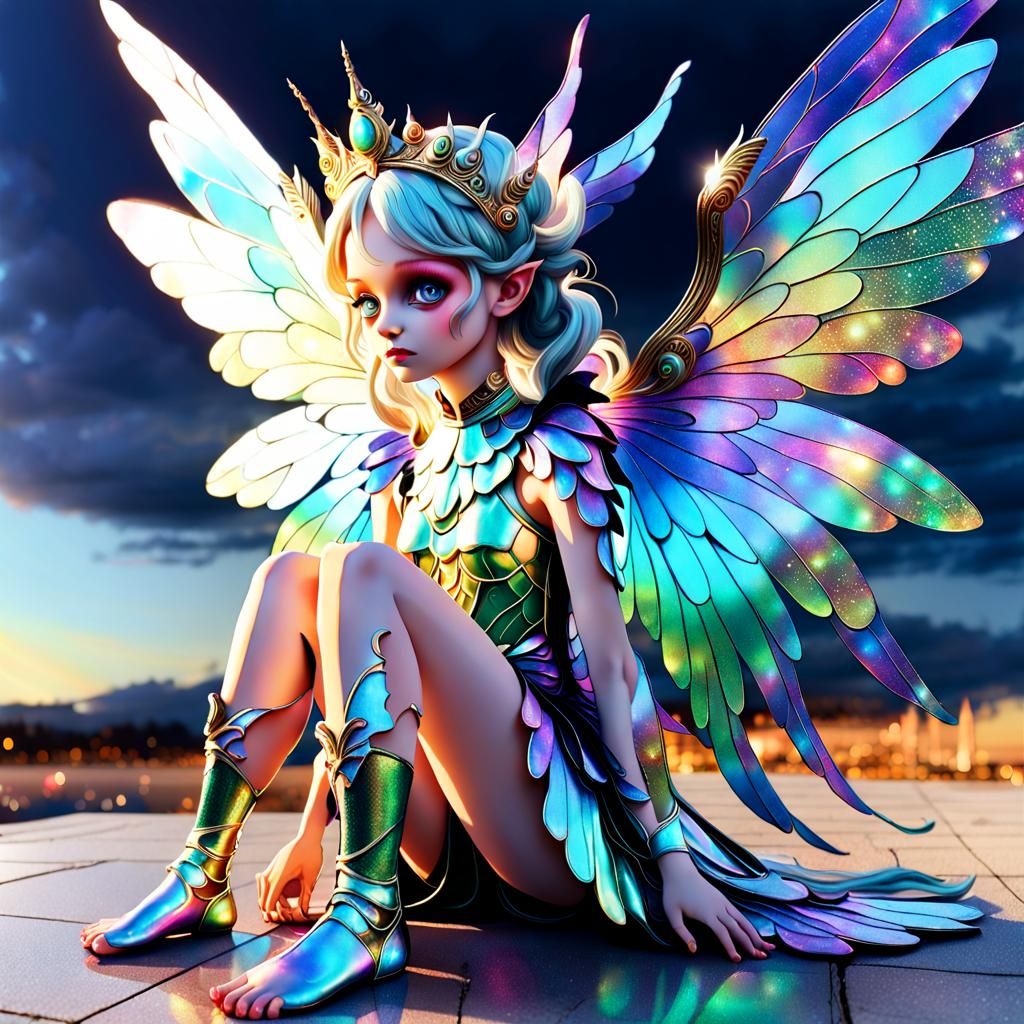 Iridescent Fairy Queen with Mythical Wings