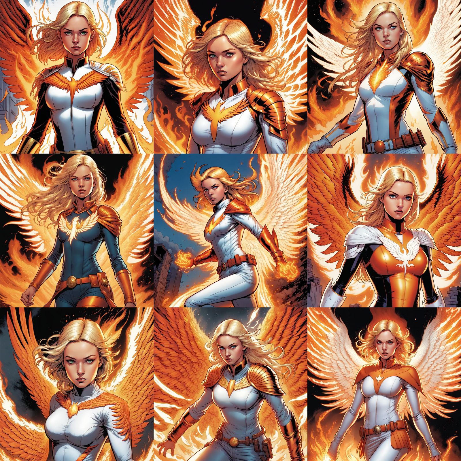 Phoenix Hero in Comic Book Art Style