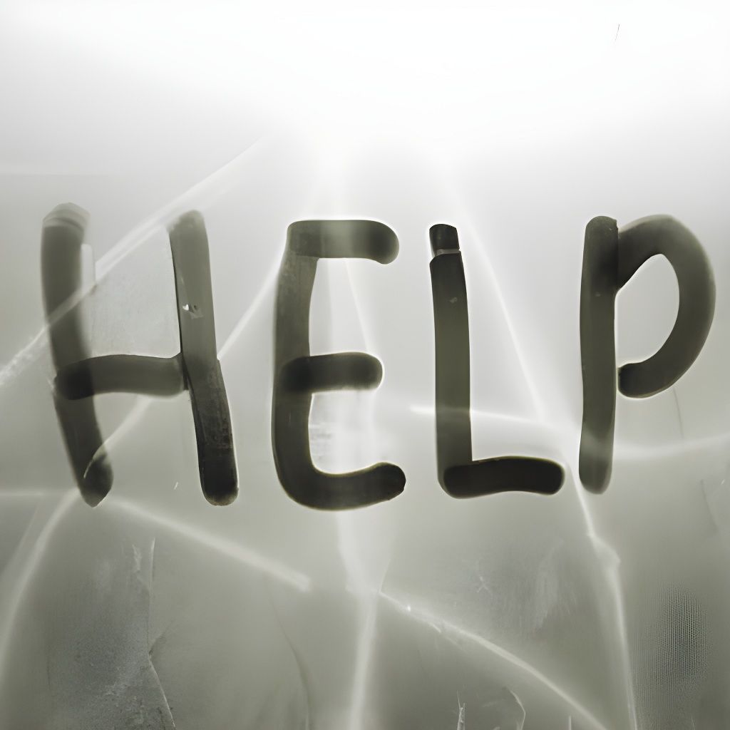 Distressed "HELP ME" Message on Fogged Window