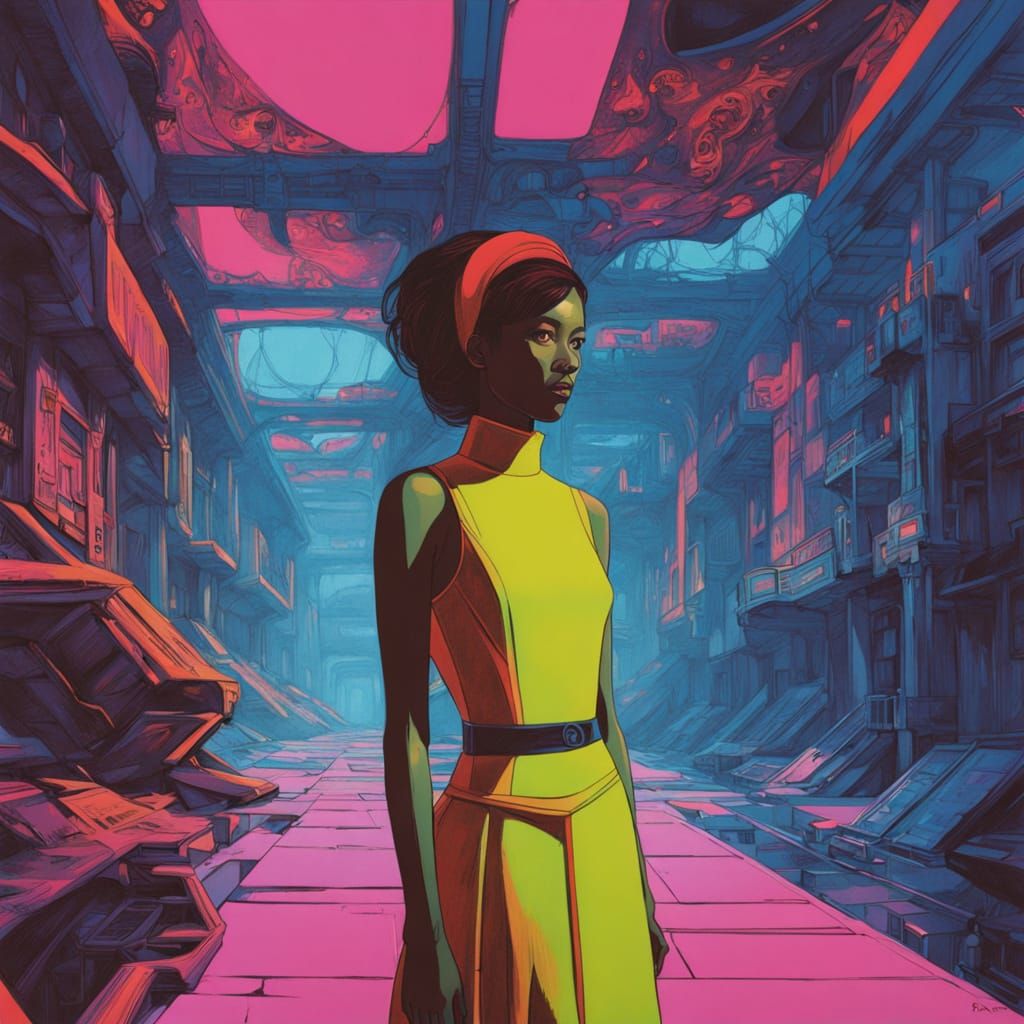 Retro-Futuristic Action Heroine in Opulent Surroundings