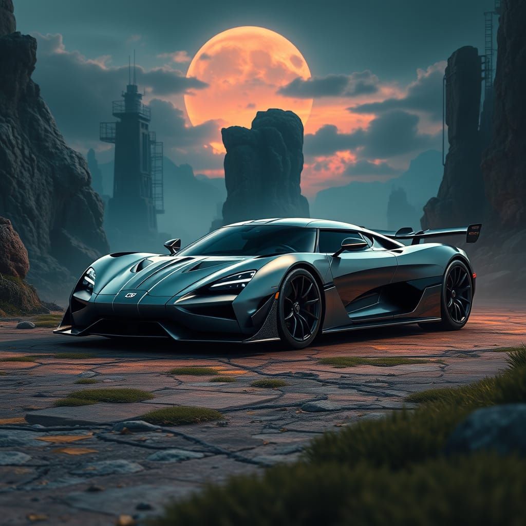 Majestic Koenigsegg Jesko Absolut in Futuristic, Surreal Lan...