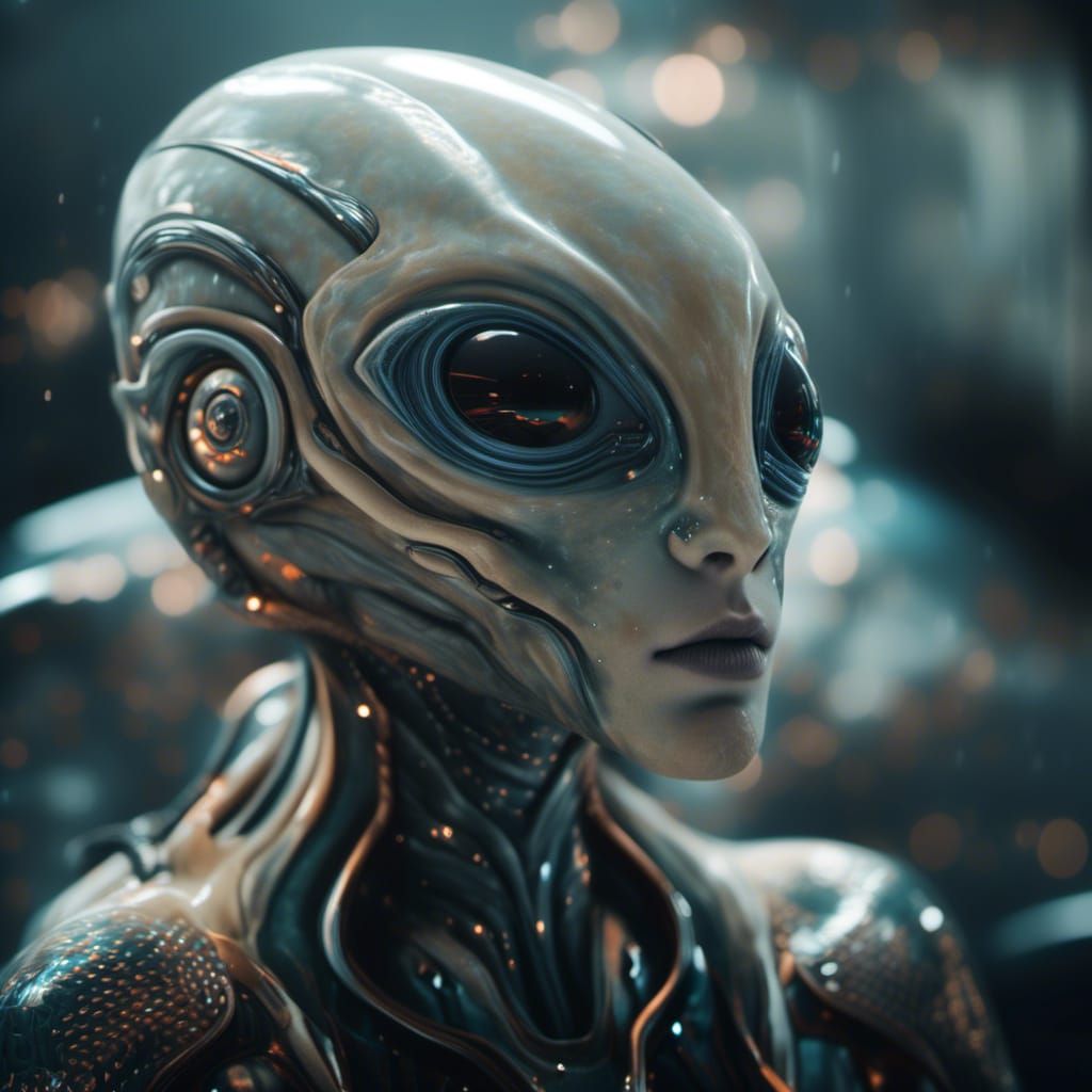 Smiling Aliens Party: Hyperrealistic Photography