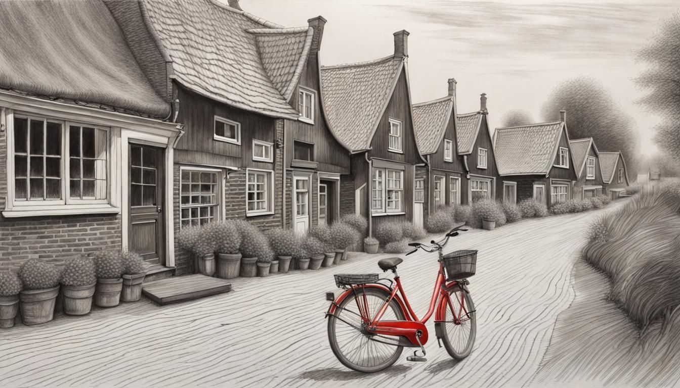 Frisian Village Street View in Charcoal