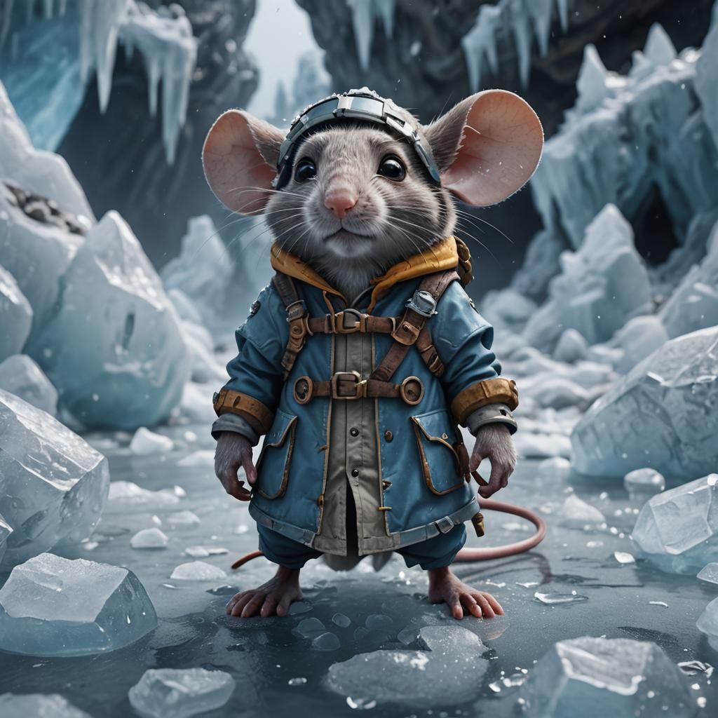 Mouse Explorer in Ice, Detailed Matte Painting