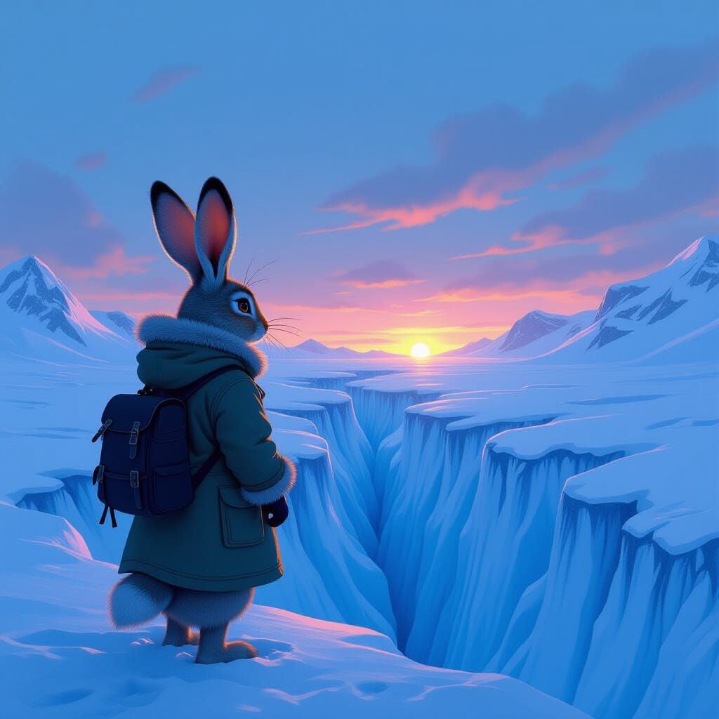 Yuki the Hare on a Frozen Glacier, Disney-Style