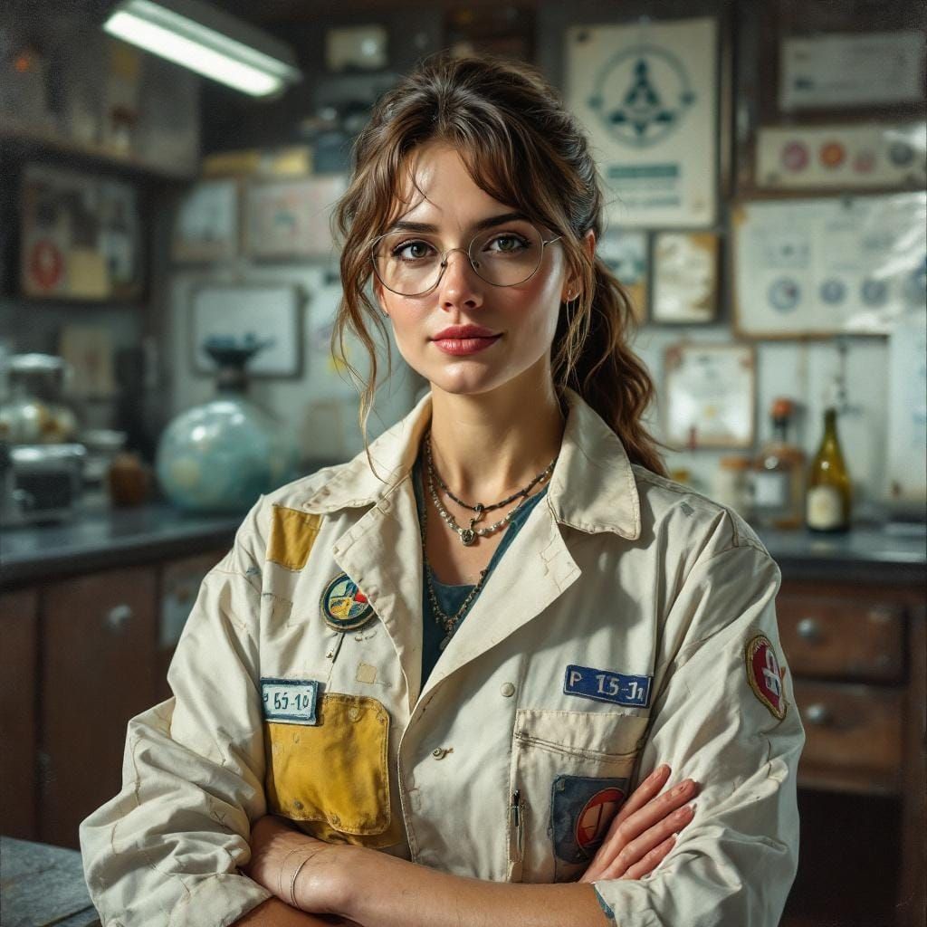 Post-Apocalyptic Scientist in Oil Painting Style