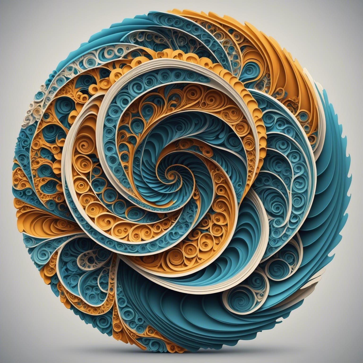 Abstract Vector Fractal Whirlpool with 3D Shading