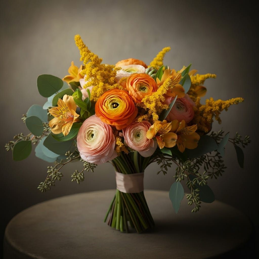 Spring Wedding Bouquet in Hyperrealistic Style