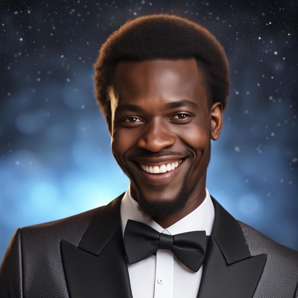 Smiling African Man in Tuxedo Portrait