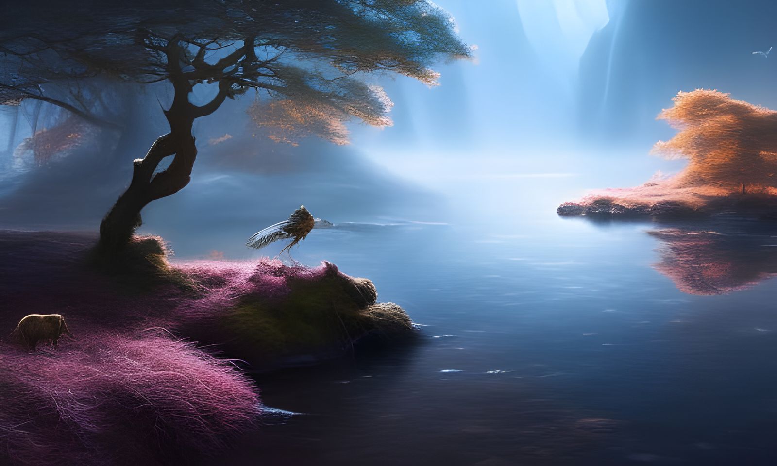 Two Critters Hugging in a Fantasy Forest