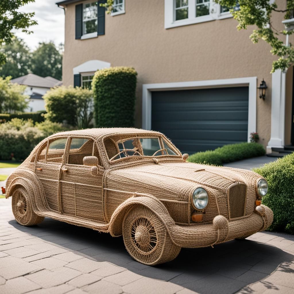 String Car Parked on Driveway: Realistic AI Image