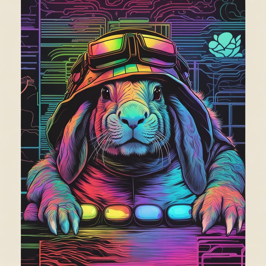 Synthwave Pets: Turtle, Cat, Rabbit, Guinea Pig