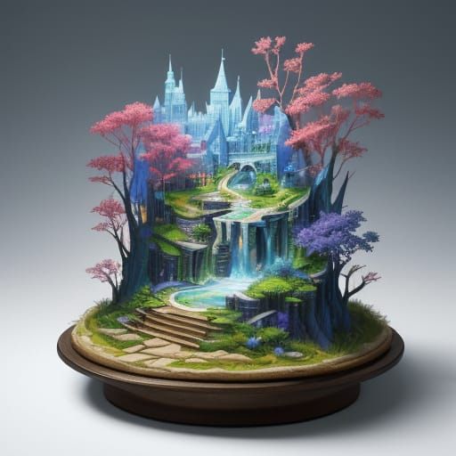 Whimsical Paper Worlds Diorama in Vibrant Splash Art