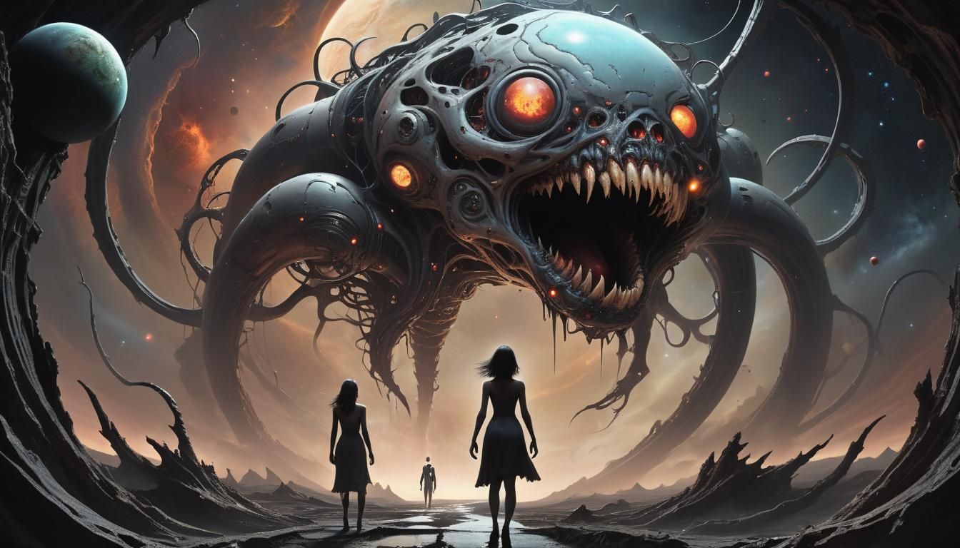 Horror, road into a giant mouth