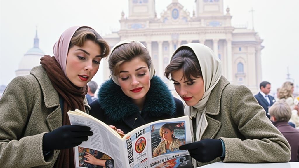 Soviet Women in Moscow Study American Fashion Magazine