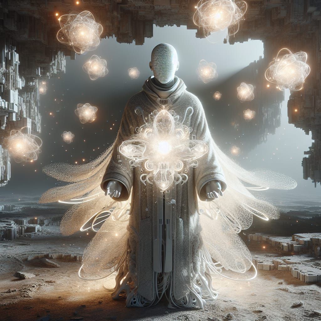 Ethereal Figure Emerging from Shadow Battlefield