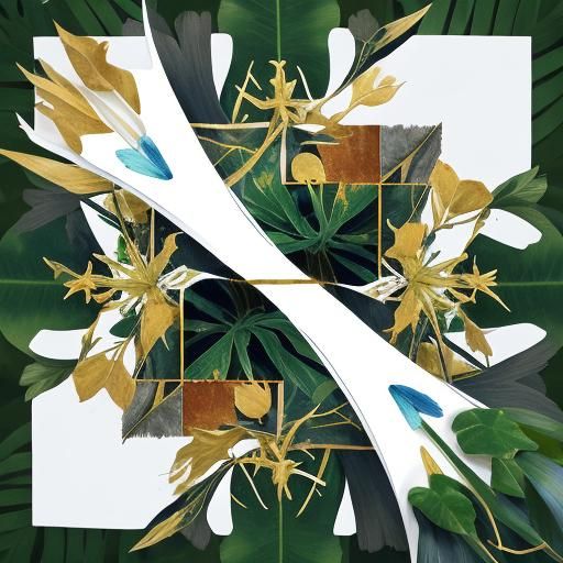 Fractured Botanical Composition in Vivid Colors