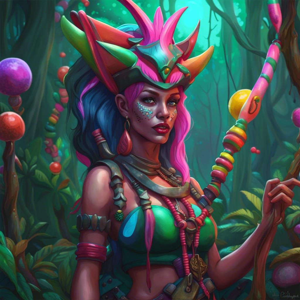 Drukhari Witch in Jungle: Candy Art Style