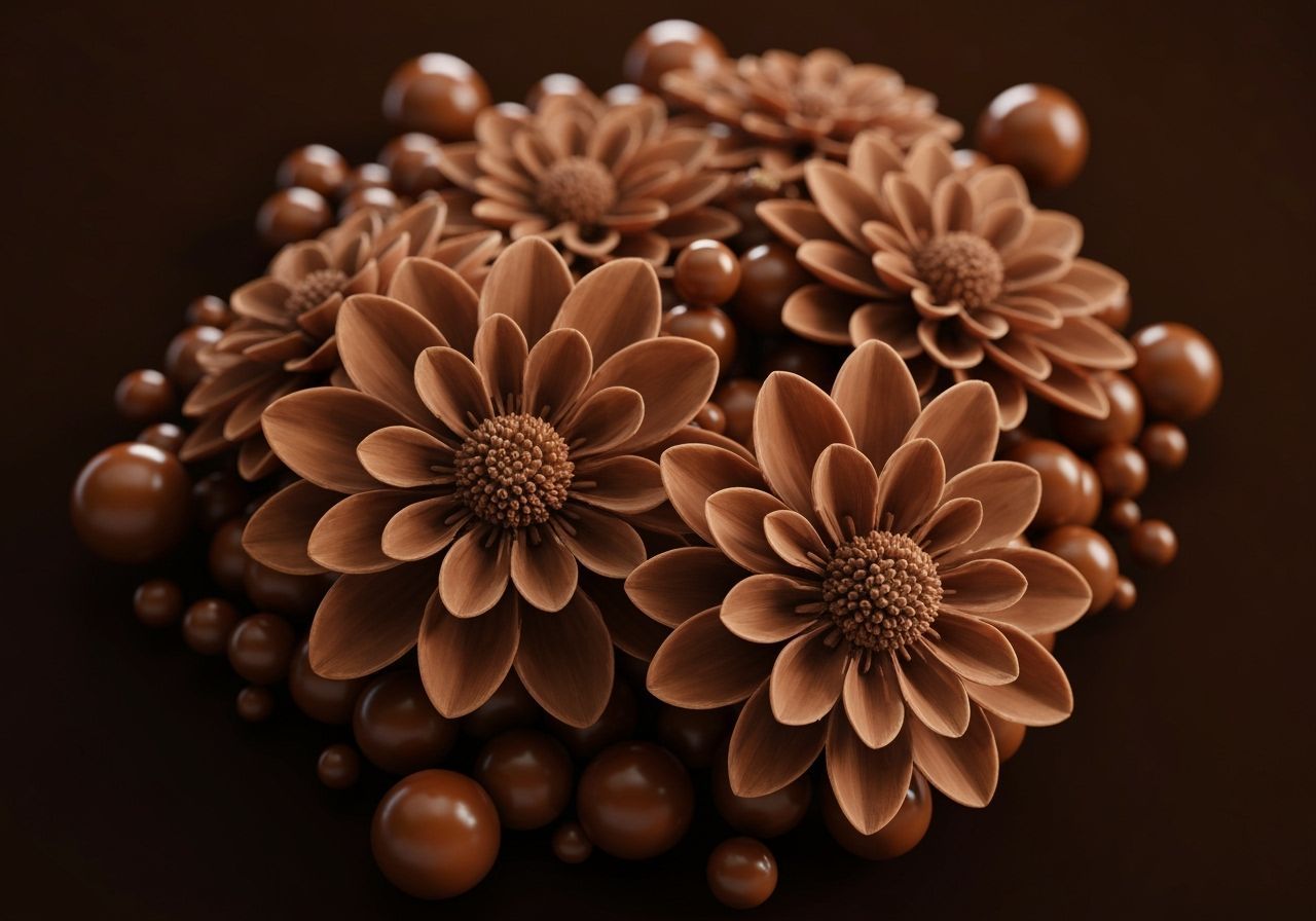 Photorealistic Chocolate Flowers With Chocolate Balls