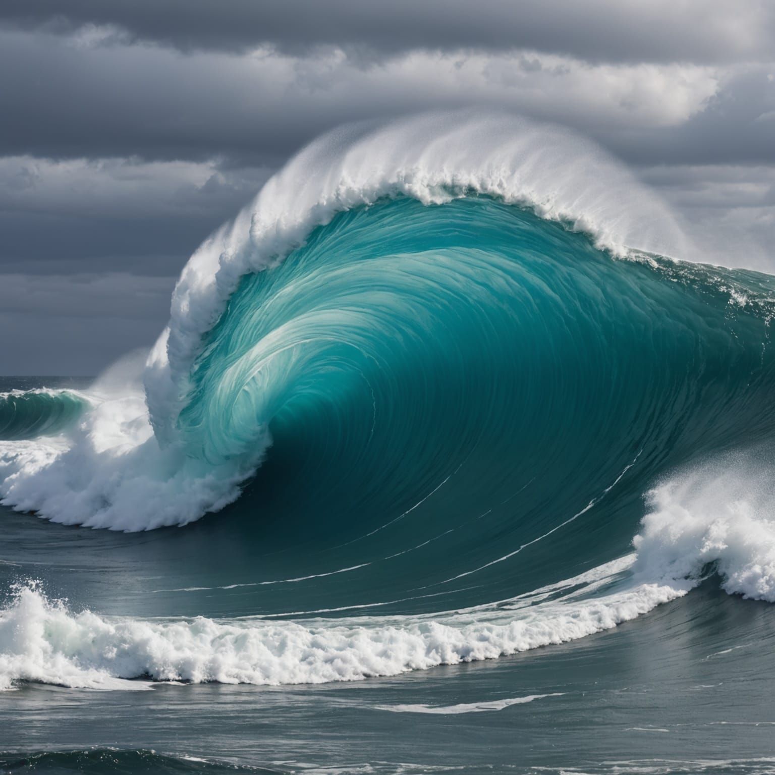 Majestic Ocean Tsunami in a Dramatic Scene