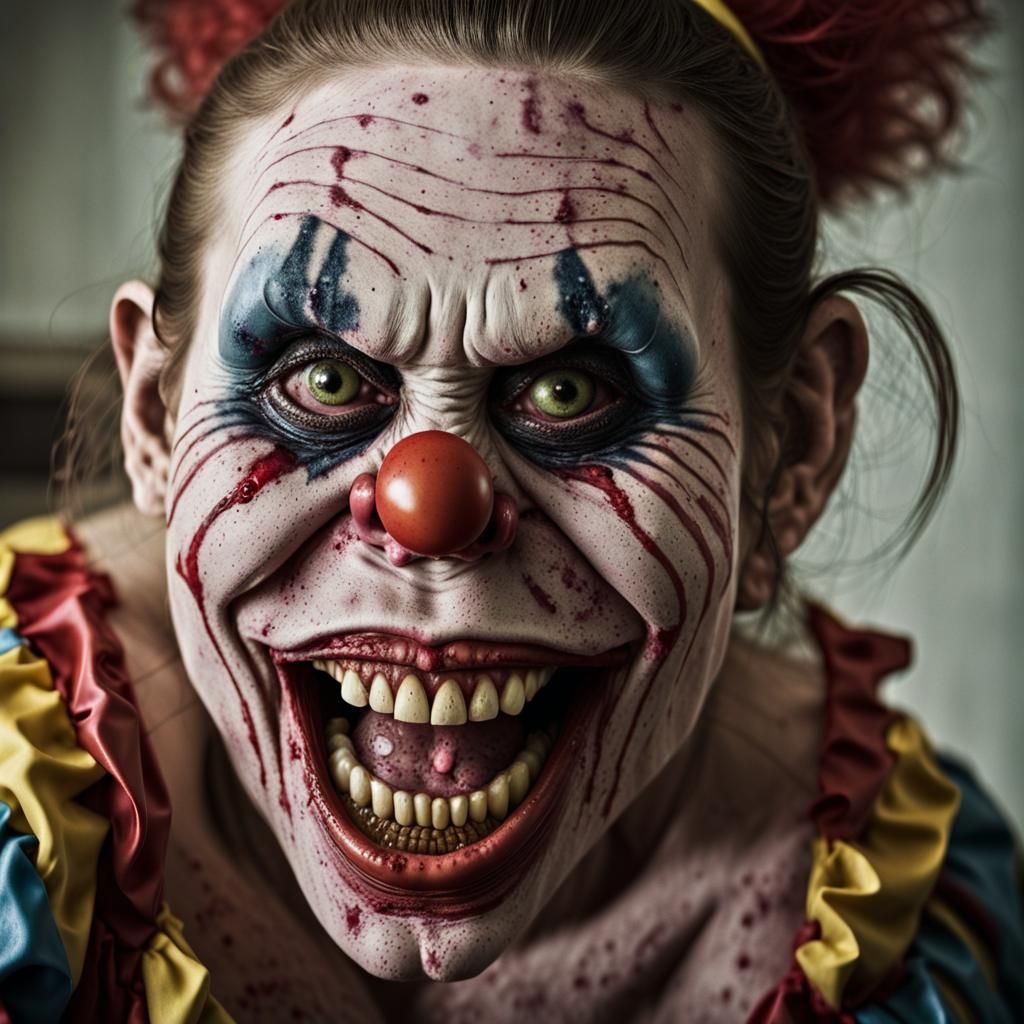 Maniacal Zombie Clown Monkey Teacher Portrait