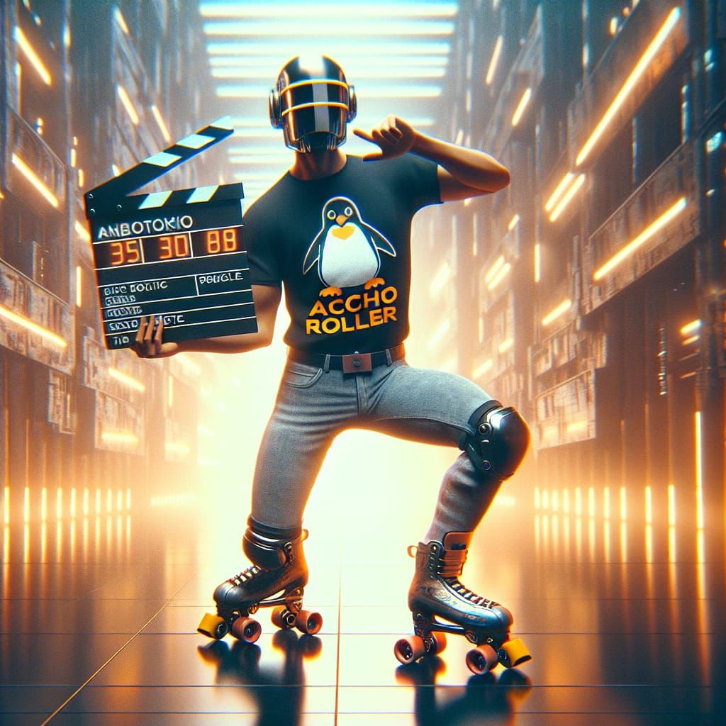 Futuristic Roller Skater in Cinematic Style