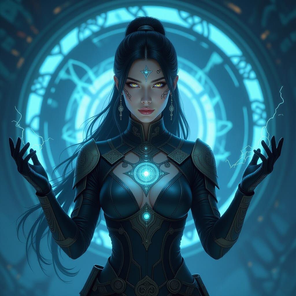 Time Traveler in Swirling Vortex: Dark Fantasy Art