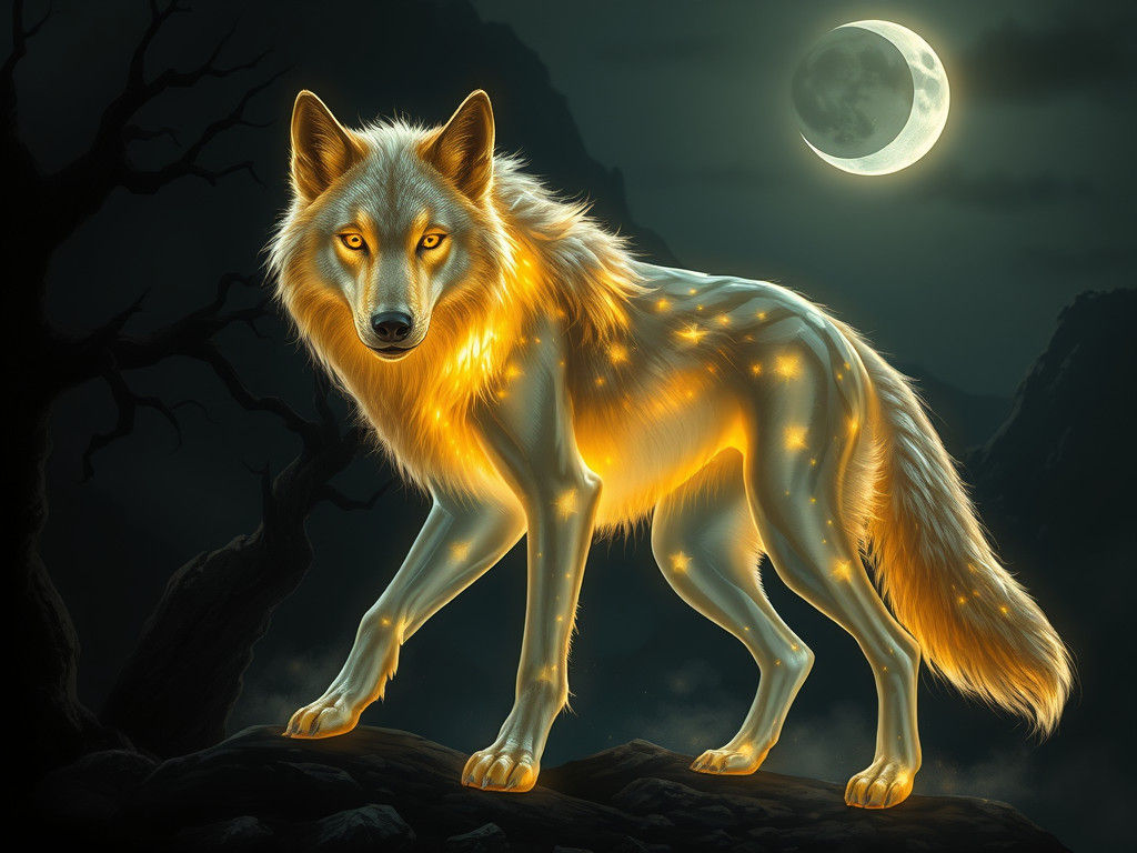 Gold-Glowing Fantasy Wolf