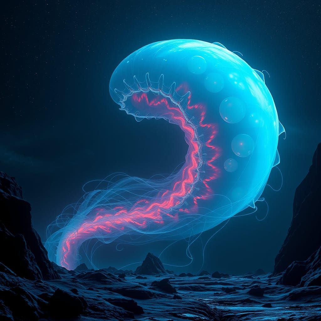 Ethereal Monstrosity Emerges from the Abyss in Cyberpunk Sty...