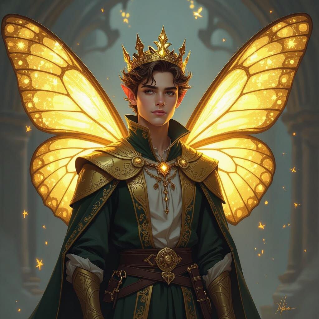 Fairy King in Gold with Moth Wings