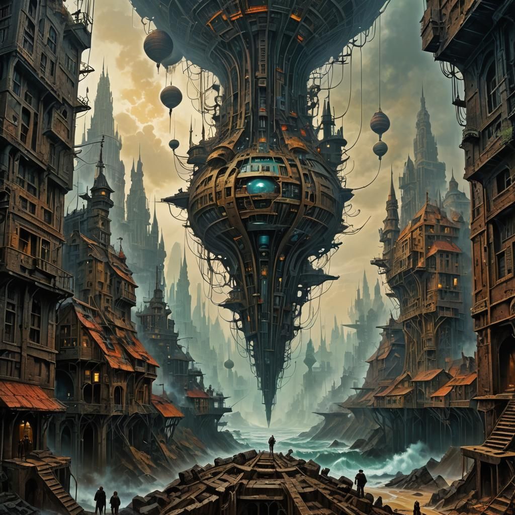 Futuristic Dystopian Sci-Fi Masterpiece in 3D Shading