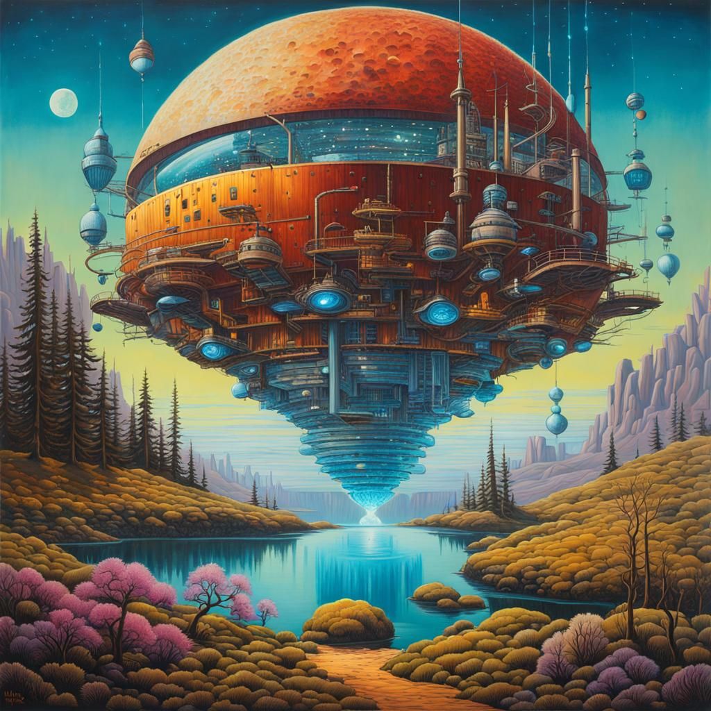 Ethereal Sci-Fi Portal in Cell-Shaded Style