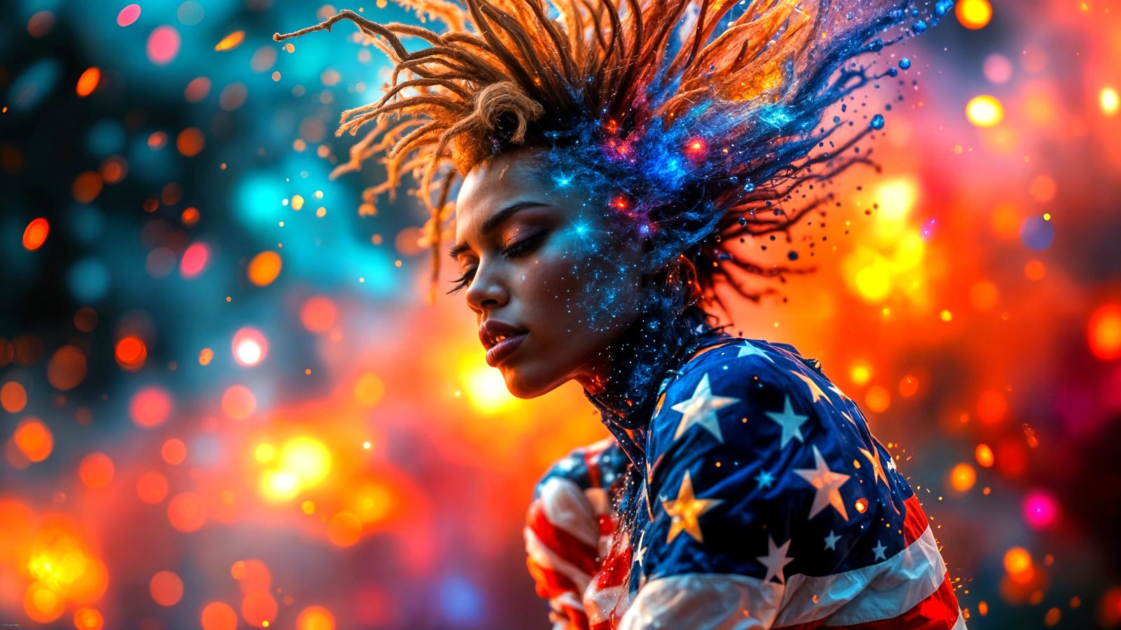Nebula Punk Dancer in American Flag Fashion