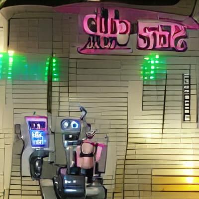 Cyberpunk Robot in Neon Cityscape